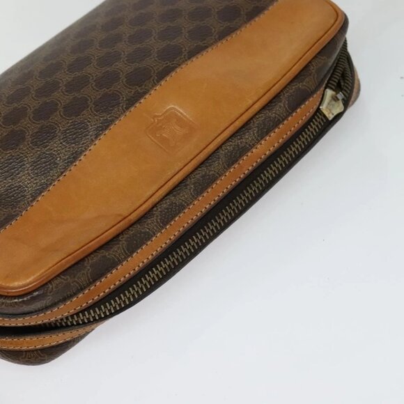 CELINE Macadam Canvas Shoulder Bag PVC Leather Brown Gold Auth - Picture 9 of 16